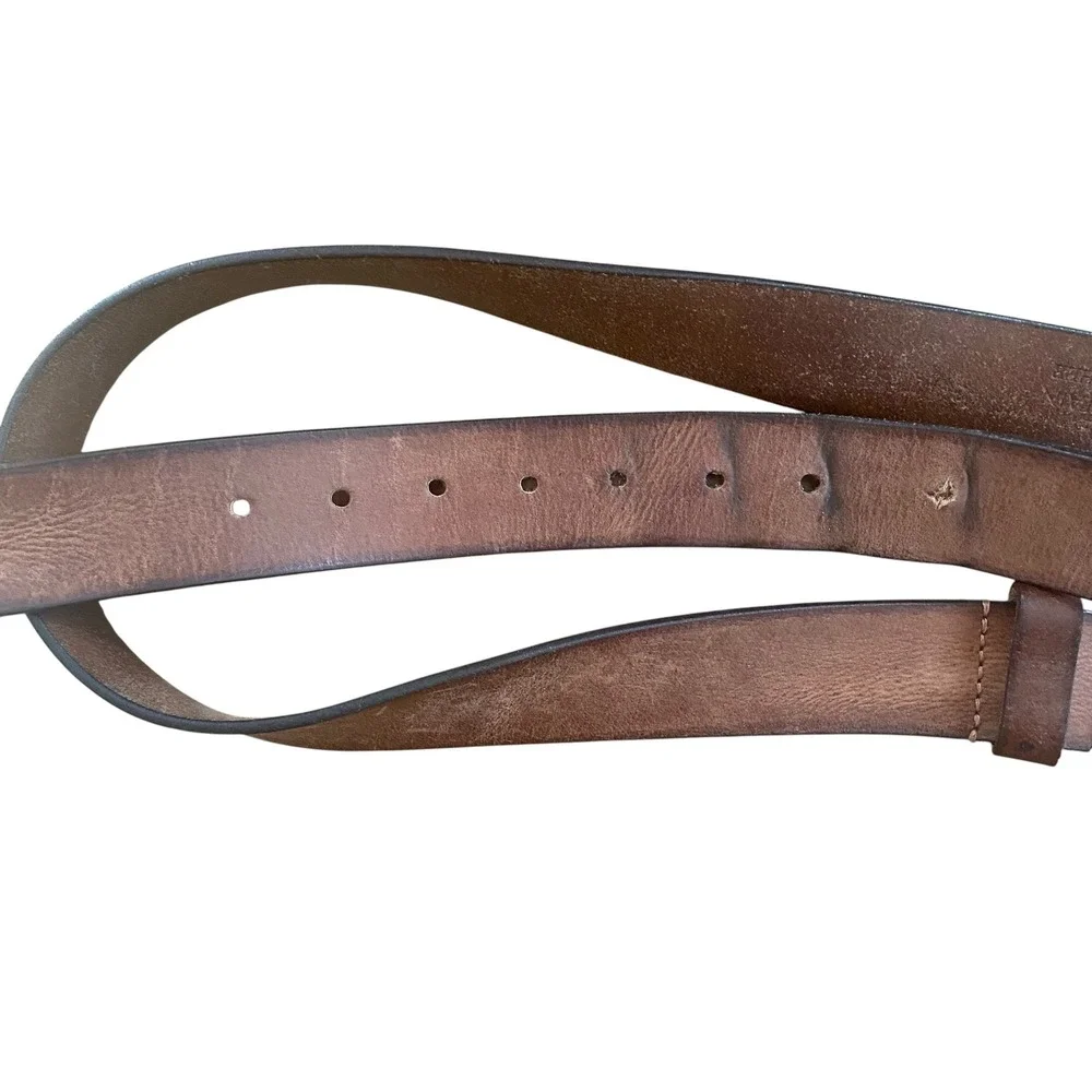 Stone Mountain Mens Brown Leather Belt Distressed Rugged Buckle Western XL42-44